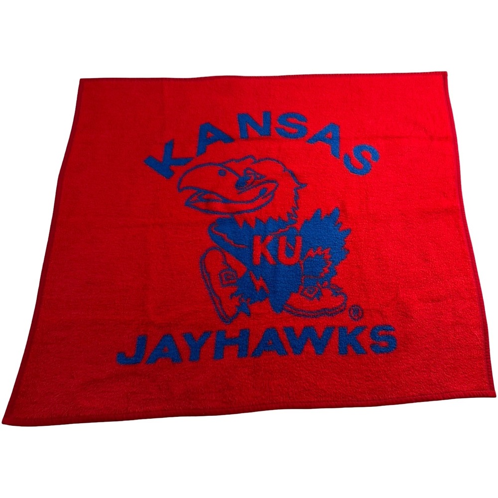 Biederlack Kansas Jayhawks Blanket Unisex OS Red Good Vintage NCAA Throw